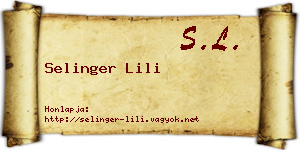 Selinger Lili névjegykártya